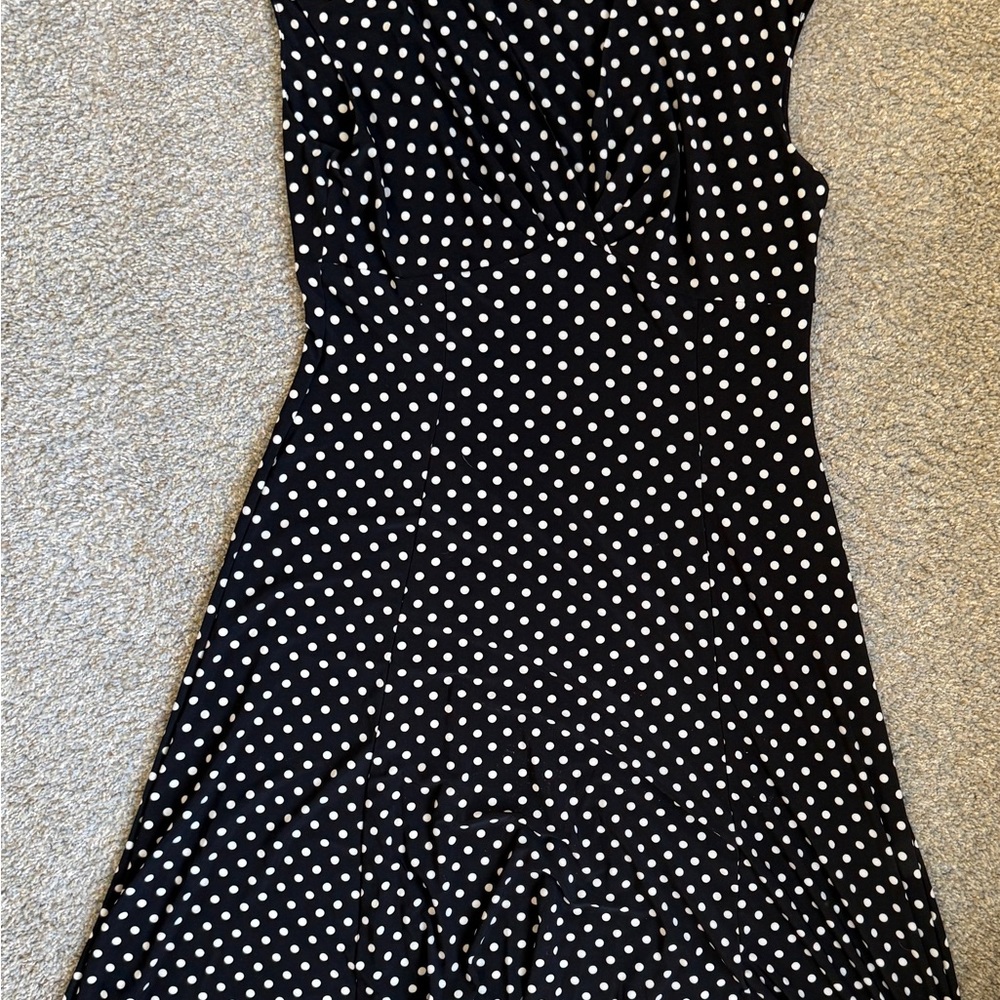 Black and White Polka Dot A-line midi-Dress by chaps ladies L